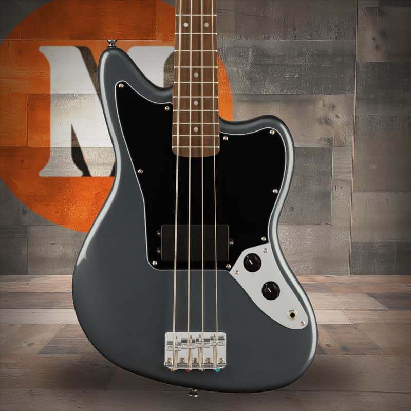 Squier Affinity Series Jaguar Bass H - Laurel Fingerboard - Black Pickguard - Charcoal Frost Metallic image 1