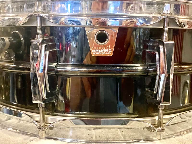 90s Ludwig Black Beauty  5x14" 10-Lug Brass Snare Drum Black Nickel-Chrome Plated image 1