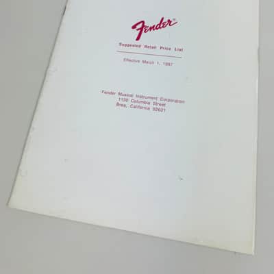 Fender & Sunn Suggested Retail Price List Set 1987 image 2