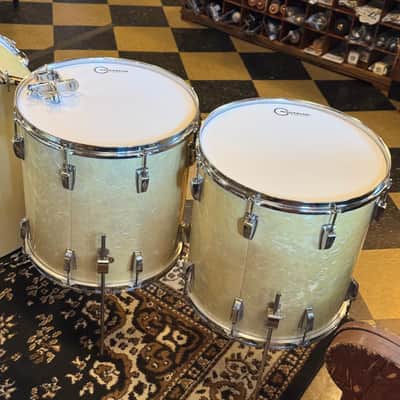 VINTAGE 1950's WFL Drum Set in White Marine Pearl - 14x24, 9x13, 16x16, 16x16, 6.5x14 image 16