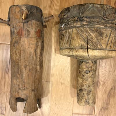 Genuine African Handcrafted Drums and Shaker Percussion Instruments (2 Hand Drums, 2 Shakers) image 2