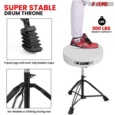 5 Core Drum Throne 3" Padded Drum Seat Height Adjustable Drumming Chair for Practice and Performance image 8