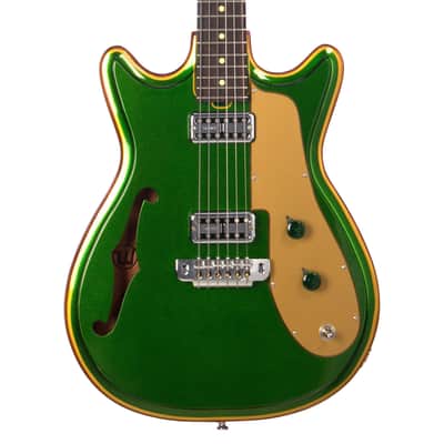 2022 Walsh Guitars Custom Double Cut - Candy Green w/Gold Accents and Natural Back - Semi-Hollow Custom Boutique Electric Guitar - USED! image 1