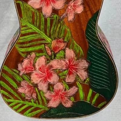 Baritone Ukulele Handmade by Blueberry,4 String Wood Floral Motif Ukulele ,Custom Handcrafted Wooden Ukulele,Nylon String image 12