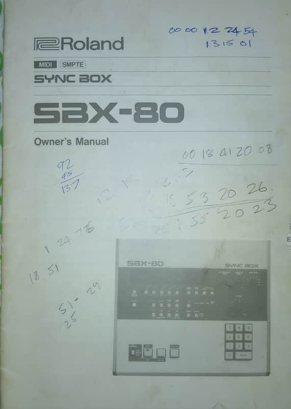 Owner's Manual for Roland SBX-80 Sync Box MIDI SMPTE 1984 image 1