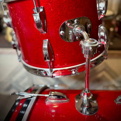 Ludwig No. 980 Super Classic Outfit 9x13 / 16x16 / 14x22" Drum Set with Keystone Badges 1968 - 1969 - Red Sparkle image 7