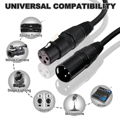 XLR Audio Cable Microphone Cable 3 Pin Male to Female Balance Audio XLR Microphone Extension Cable 3M 10FT for Microphone, Studio Recorder, Amplifier, Audio Mixer, Recording image 3