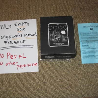 lightly handled - generally clean (some very light cloudy surface scuffs / surface gray markings) Electro Harmonix EMPTY CARDBOARD BOX and original Owner's Instructions ONLY for B9 Organ Machine pedal (NO Pedal, NO other paperwork) image 1
