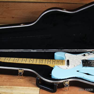 FREE SHIP! FENDER 69 TELECASTER THINLINE + OHSC Rare Daphne Blue F-Hole 7 Pound Tele Guitar image 2
