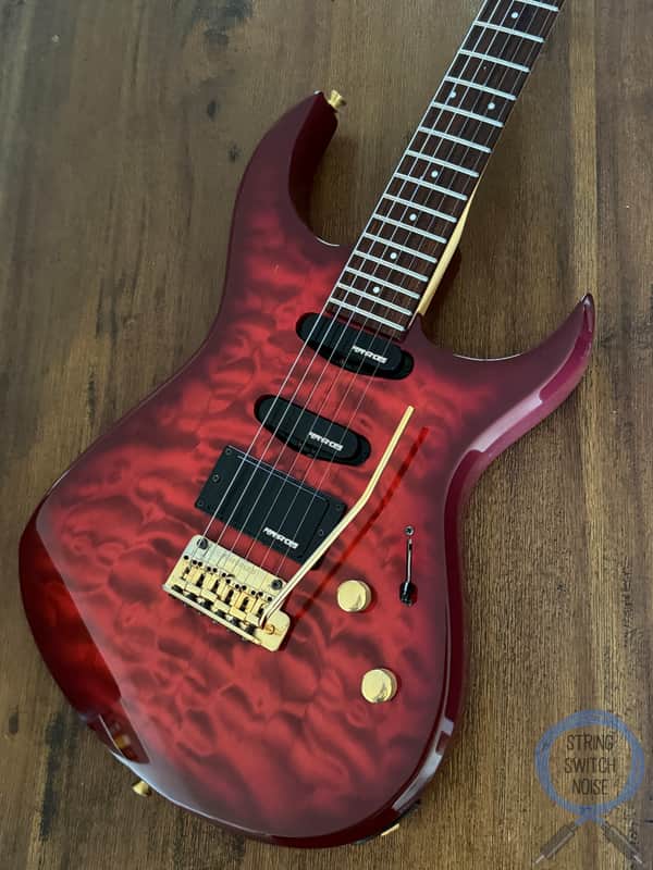 Fernandes HSS Super Strat, Quilted Red Burst, MIJ, 1990s image 1