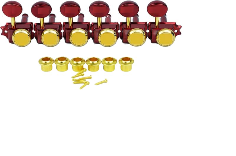 6 Inline Vintage Guitar Lock String Tuners – Locking Tuning Key Pegs Machine Heads Replacement Parts image 1