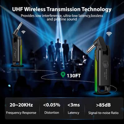 LEKATO UHF Wireless Guitar System Transmitter Receiver For Electric Bass Mixer Keyboard Violin image 2