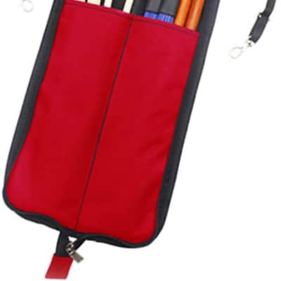 Drumsticks Bag Holder, Oxford Cloth Drum Sticks Case Hanging Brushes Mallets Bag, Portable Drum Stick Case Drumstick Accessories Percussion Gifts for Drummers, Beginners (Red) image 1