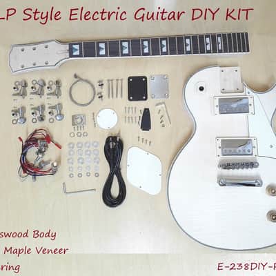 E238DIYPBDIY Solid Body Electric Guitar DIY Kit, No-Soldering, Flame Maple Veneer image 1