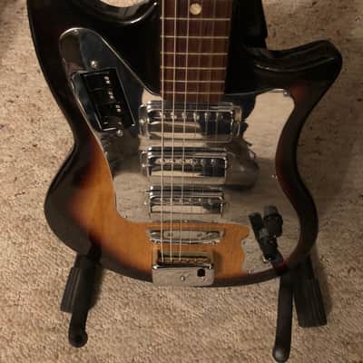 Teisco Melody Plus 3 Pickup Sunburst Solid Body Guitar - Vintage 60's W/Hard Case image 4