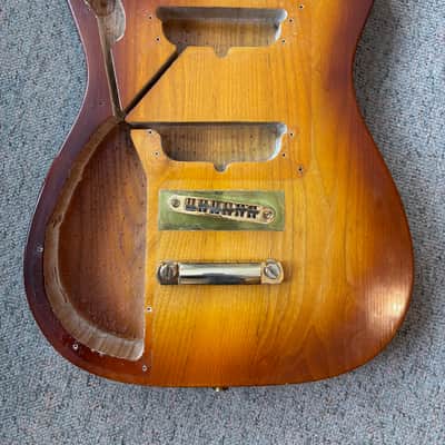 Aftermarket Left Handed Telecaster style Body Siena Burst with Japanese Greco Tokai Stop Tailpiece and Bridge image 1