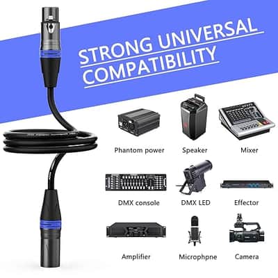 XLR Cables 6ft 6 Pack, Professional XLR Microphone Cable Male to Female, Gold-Plated 3-pin XLR Speaker Cable Balanced Mic Cable, Multicolor image 2