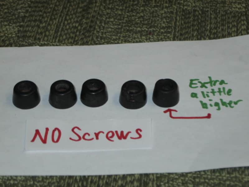 used genuine Electro Harmonix rubber feet (set or 4 feet + 1 exta foot) for / from late 1990s to late 2000s Russian Big Miff or Russian Small Stone [NO pedal(s) / NO screws) ONE foot has a break/crack/cut, AS IS / NO RETURNS image 1