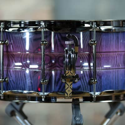 HHG Drums 14x7 Contoured White Ash Stave Snare Drum, Purple Burst High Gloss Lacquer image 6