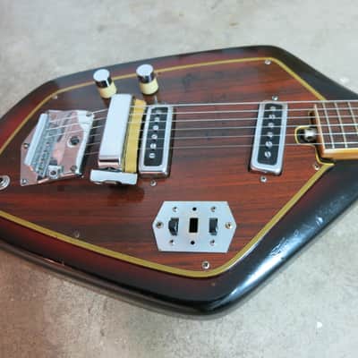 Vintage 1960s Teisco Phantom Guitar Del Rey Domino Great Shape Coffin Case image 4