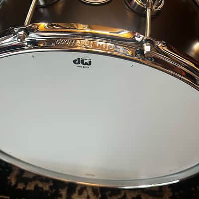 DW Collector's Series Satin Black Over Brass 6.5x14" Snare Drum - Satin Black with Chrome Hardware image 6
