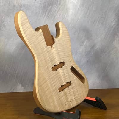 high end  Offset bass body NOS Curly Maple Top Solid One-piece Mahogany Back Unfinished Front Routed Luthier Supply R37 image 2