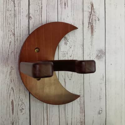 Handmade Brown Wooden Guitar Wall Hanger - Unique Moon Design image 4