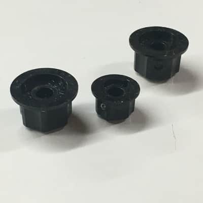 3 Fender Vintage Reissue Cosmo USA Relic Black Jazz Bass Knobs Fits 1/4” Pots Aged Guitar image 3