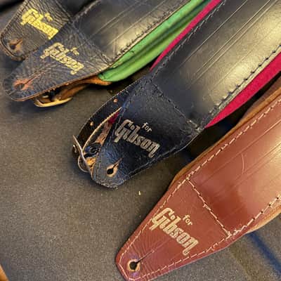 Gibson Vintage padded leather straps [4pcs] 1970s - Black, Green, Red, Brown image 2