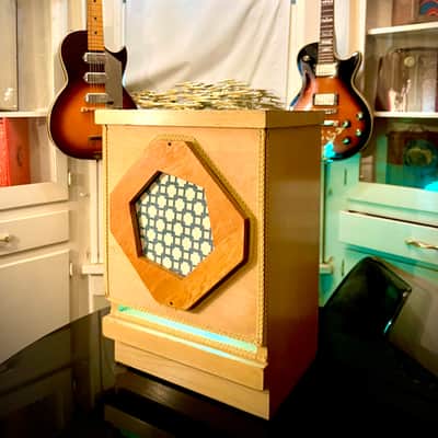 Rotary Connection 1x15 mcm guitar speaker semi open cab. Lights Up! Vintage CTS 8 ohm speaker. Real Hardwood. 2026 - Blonde/wood image 1