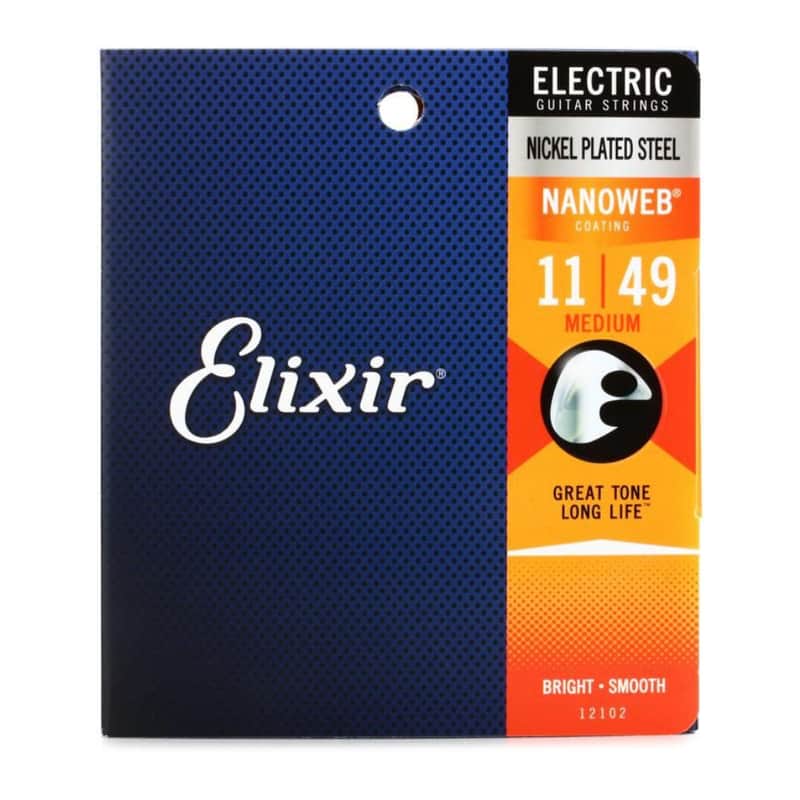 Elixir 12102 Nanoweb Nickel Plated Steel Electric Guitar Strings - Medium (11-49) image 1