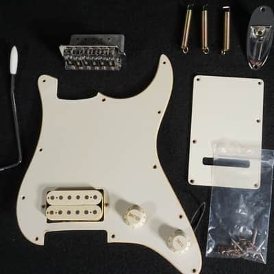 Loaded Strat-Style Pickguard Assembly – Cream w/ Humbucker – Bridge, Trem, Jack & Hardware Included image 1