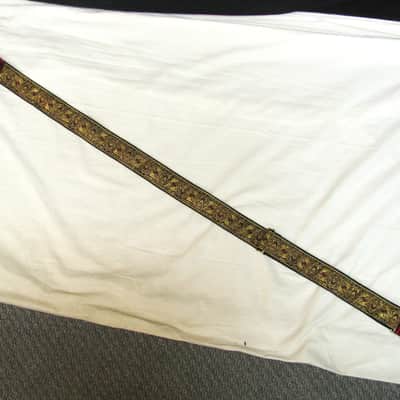 LM Jaquard gold weave pattern GUITAR strap NEW - LEATHER ends image 2