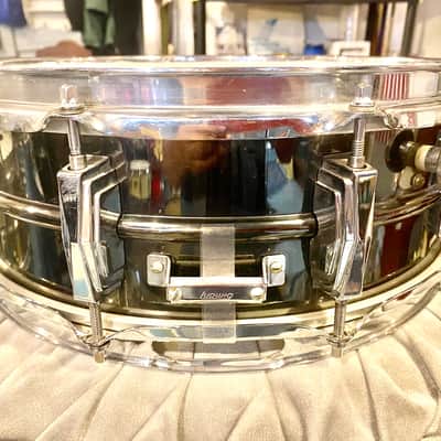 90s Ludwig Black Beauty  5x14" 10-Lug Brass Snare Drum Black Nickel-Chrome Plated image 3