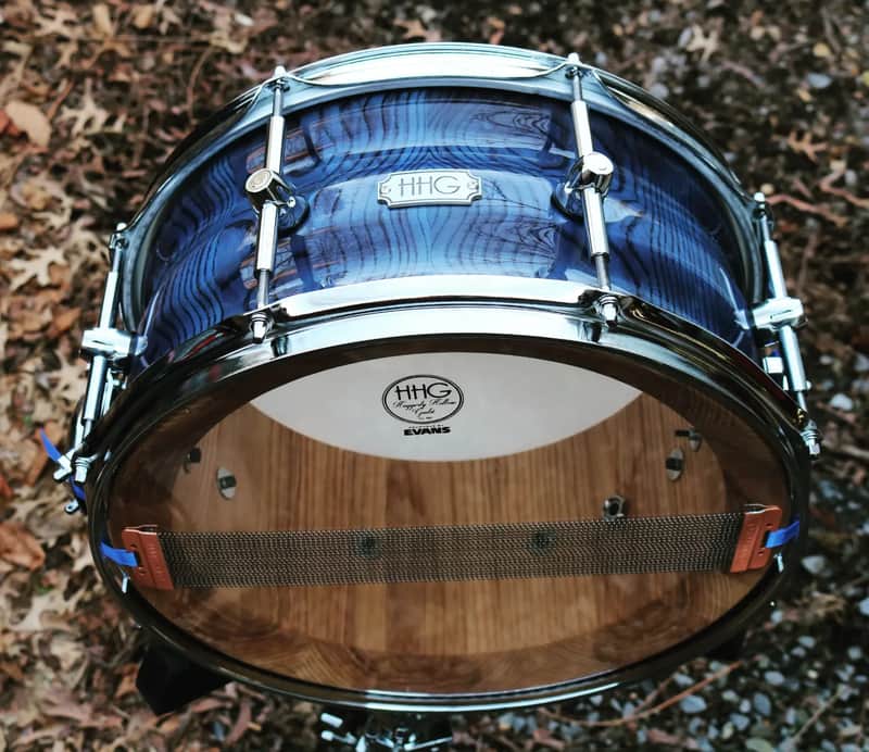 HHG Drums 14x7 Contoured Ash Stave 2022 Ocean Blue High Gloss Lacquer image 1