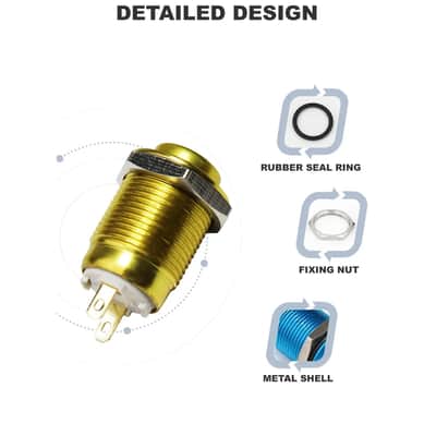Guitar Kill Switch/Cutoff 12mm Chrome Momentary Flat Head Push Button. Complete Full Parts Kit image 7
