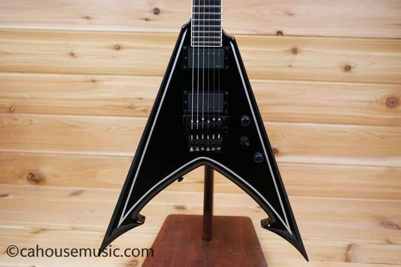 Schecter RavenDark V FR Abbath Signature - Black with Silver Pinstripes image 1