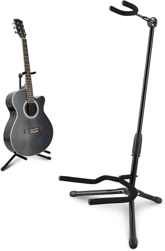 Guitar Stand Professional Portable Black Tripod Guitar Stand Acoustic and Adjustable Folding Electric Guitar Stand for Electric Guitar Bass Banjos etc Guitar Stand (1PACK) image 1