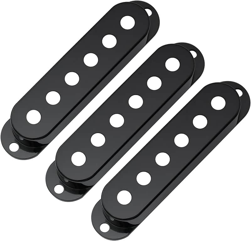Pro Plastic Guitar Single Coil Pickup Covers for USA/Mexico Strat Fender Stratocaster Electric Guitar, Black (Set of 3 image 1