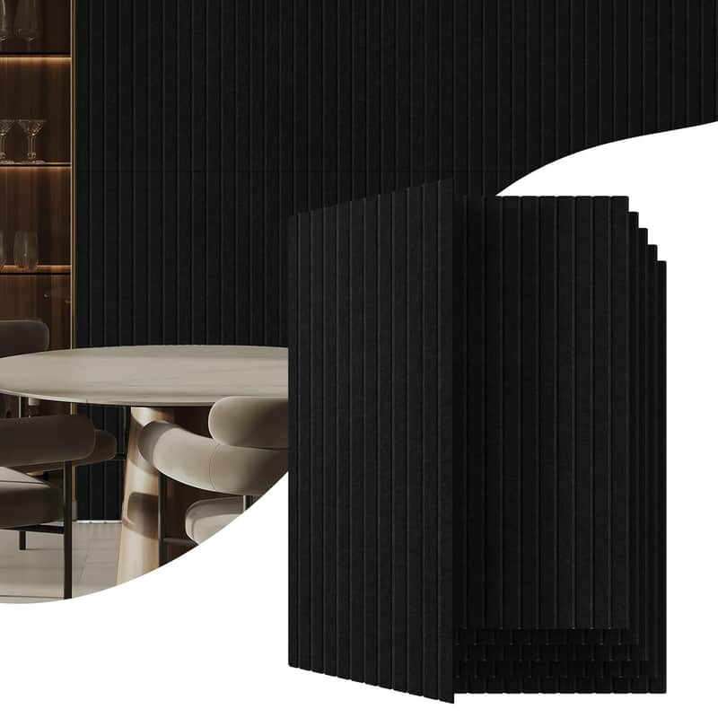 6 Pack Acoustic Wall Panels, 47.2" X 23.6" Sound Absorbing Panels, Decorative Sound Proof Panels For Office, Studio, Home Theatre - Black image 1