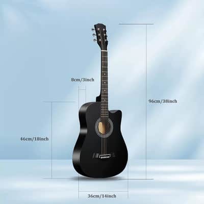 38inch Wood Acoustic Guitar, 6 Steel-String Acoustic Guitar With Guitar Bag, Guitar for Beginners and Adults. (Black) image 2