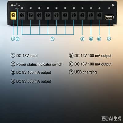 Rowin Pedal Power Supply Update Output Multi Circuit Power Supply For Guitar Pedal 10 Ways 9V/12V/18V DC Outputs 1 Way 5V USB--Shipped from Irvine Warehouse in California by USPS image 2