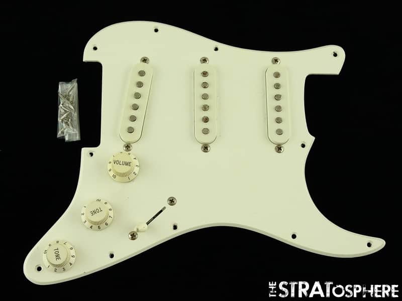 USED Fender MIM Standard Strat LOADED PICKGUARD Guitar Parts White image 1