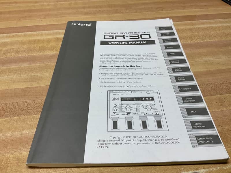 Roland GR-30 Guitar synthesizer Owner’s Manual image 1