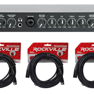 Rockville PPA52 Pro Preamp Pre-Amplifier w/Bluetooth/USB Interface+3) XLR Cables image 1