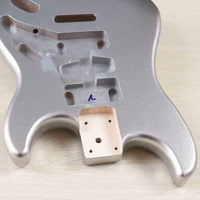 Metallic Silver Stratocaster Strat Style Guitar Poplar Wood Body image 3