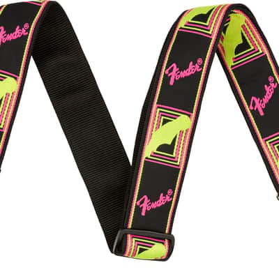 Fender Neon Monogrammed 2-Inch Guitar Strap - Pink and Yellow image 1