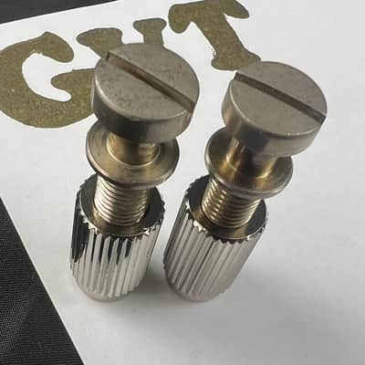 Faber  Aged Vintage style tailpiece studs, gloss nickel, INCH set with anchor   Germany steel pure SET image 4