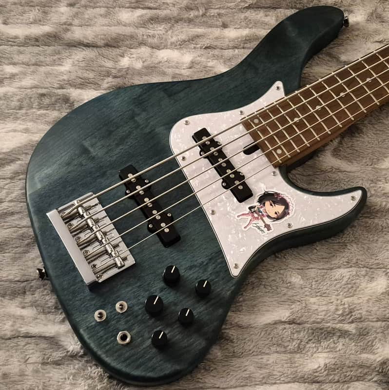 Bacchus Japan Tune-Up WL-524 H.J. FREAKS Signature - 24-Fret Jazz Bass - 5-String - Active / Passive - Natural Green image 1