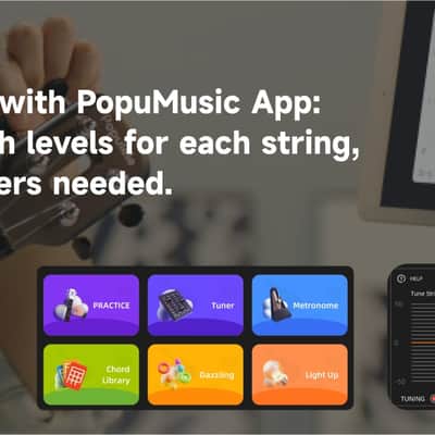 PopuMusic Populele 2 Smart Concert Ukulele - 23" Carbon Fiber with 72 LED Lights, Free Online Lessons & Song Library, Auto-Tuner, Includes Gig Bag, Strap, Nylon Strings & Picks for Family Fun,Travel & Gifts image 7